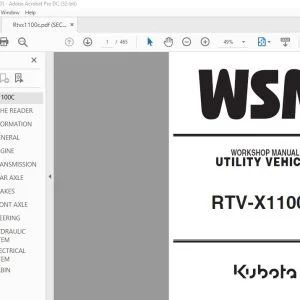 Kubota RTV-X1100C Utility Vehicle Workshop Manual- PDF DOWNLOAD