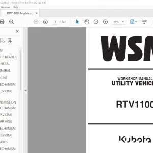 Kubota RTV1100 Utility Vehicle Workshop Manual - PDF DOWNLOAD
