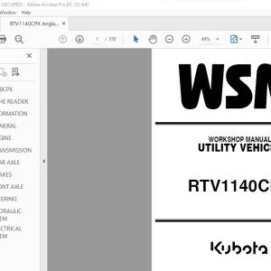 Kubota RTV1140CPX Utility Vehicle Workshop Manual - PDF DOWNLOAD
