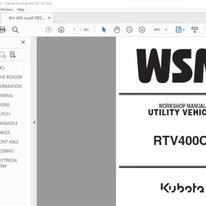 Kubota RTV400Ci Utility Vehicle Workshop Manual - PDF DOWNLOAD