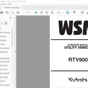Kubota RTV900 Utility Vehicle Workshop Manual - PDF DOWNLOAD