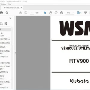 Kubota RTV900 VÉHICULE UTILITAIRE MANUEL D’ATELIER - PDF DOWNLOAD (French)