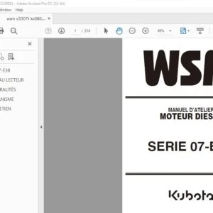 Kubota SERIE 07-E3B Moteur Diesel Manual D'Atelier - PDF DOWNLOAD (French)