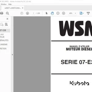 Kubota SERIE 07-E3B Moteur Diesel Workshop Service Manual - PDF DOWNLOAD (FRENCH)