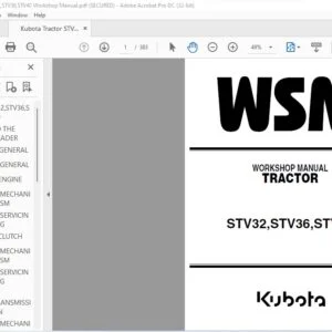 Kubota Tractor STV32,STV36,STV40 Workshop Manual - PDF DOWNLOAD