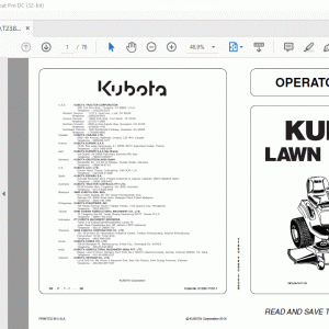 Kubota T1880 T2080 T2380 Lawn Tractor Operator's Manual - PDF DOWNLOAD