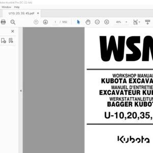 Kubota U-10, 20, 35 & 45 Excavator Workshop Manual - PDF DOWNLOAD