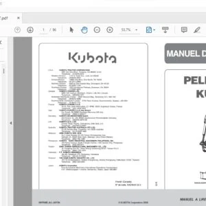 Kubota U17 Pelleteuse Manual De L'utilisateur - PDF DOWNLOAD (French)