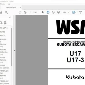 Kubota U17 U17-3 Excavator Workshop Manual - PDF DOWNLOAD