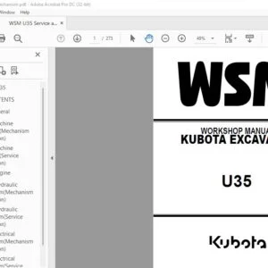 Kubota U35 Excavator Workshop Manual - PDF DOWNLOAD
