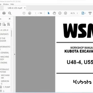 Kubota U48-4 U55-4 Excavator Workshop Manual - PDF DOWNLOAD