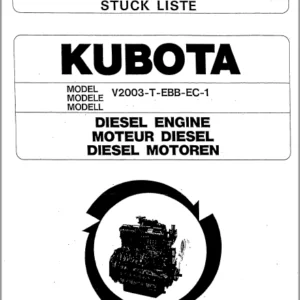 Kubota V2003-T-EBB-EC-1 Illustrated Parts List Manual - PDF DOWNLOAD