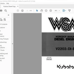Kubota V2203-DI-B Diesel Engine Workshop Manual - PDF DOWNLOAD