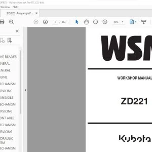 Kubota ZD221 Tractor Workshop Manual - PDF DOWNLOAD