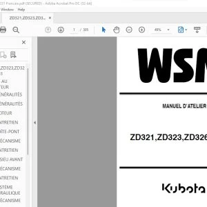 Kubota ZD321 ZD323 ZD326 ZD331 Manuel D'Atelier - PDF DOWNLOAD (French)
