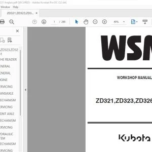 Kubota ZD321 ZD323 ZD326 ZD331 Workshop Manual - PDF DOWNLOAD