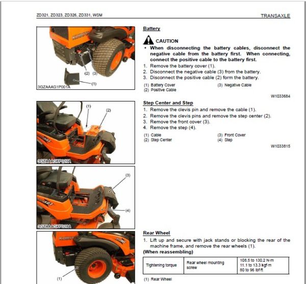 Kubota ZD321 ZD323 ZD326 ZD331 Workshop Manual - PDF DOWNLOAD ...