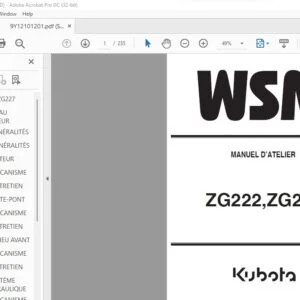Kubota ZG222 ZG227 Workshop Service Manual - PDF DOWNLOAD