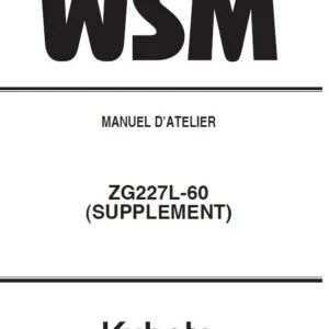 Kubota ZG227L-60 (Supplement) Workshop Service Manual - PDF DOWNLOAD
