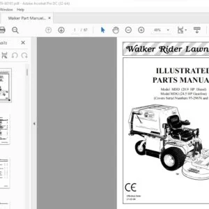 Walker Rider MDD 20.9 HP Diesel & MDG 24.5 HP Gasoline Parts Manual SN 97-29676 & on - PDF