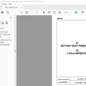 claas Arion 630-610 C Naprawa podręcznika napraw - PDF DOWNLOAD (Polish)