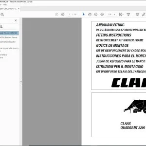 CLAAS Baler QUADRANT 2200 REINFORCEMENT KIT KNOTER FRAME FITTING INSTRUCTIONS Manual_DE_EN_FR_IT_RU - PDF DOWNLOAD