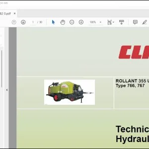 CLAAS Baler ROLLANT 355 UNIWRAP Type 766  767 Hydraulic Technical Systems Manual  - PDF DOWNLOAD