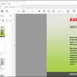 CLAAS Baler VARIANT 260 VARIANT 280 closed Kit lin - lin court - Lin très court Fitting Instructions Manual_EN_FR_RU - PDF DOWNLOAD