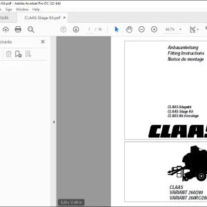 CLAAS Baler VARIANT 260/280 260RC/280RC CLAAS-Silage Kit Fitting Instructions Manual_DE_EN_FR - PDF DOWNLOAD