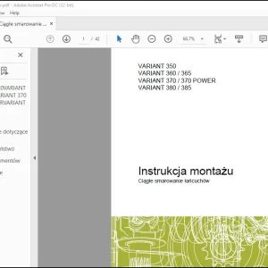 CLAAS Baler VARIANT 350 360  365 370  370 POWER 380  385 Ciągłe smarowanie łańcuchów Instrukcja montażu Manual - PDF DOWNLOAD (Polish)