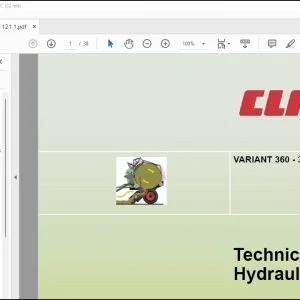 CLAAS Baler VARIANT 360 - 385 Hydraulic Technical Systems Manual - PDF DOWNLOAD
