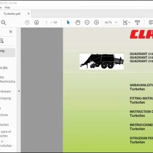 CLAAS Balers QUADRANT 2100 2100 ROTO FEED 2100 ROTO CUT Turbofan FITTING INSTRUCTIONS Manual_DE_EN_FR_ES_IT