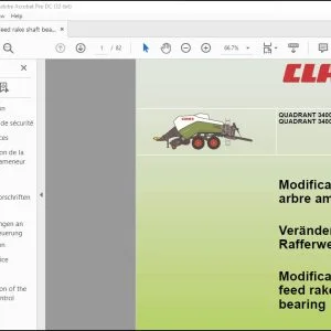 CLAAS Balers QUADRANT 3400 QUADRANT 3400 RotoCut Modification of feed rake shaft bearing FITTING INSTRUCTIONS Manual_DE_EN_FR_ - PDF D