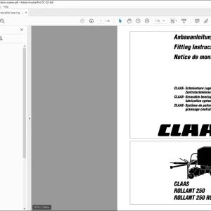 CLAAS Balers ROLLANT 250 250 ROTO CUT GreasaЬe bearingscentral lubrication system Assembly instructions Manual_DE_EN_FR -  PDF