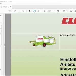 CLAAS Balers ROLLANT 255 Uniwrap Wrapping arms brake Adjustment instructions Manual_DE_EN_FR - PDF DOWNLOAD