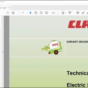 CLAAS Balers VARIANT 260/280 Electric TECHINCAL System MANUAL - PDF DOWNLOAD