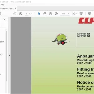 CLAAS Balers VARIANT 365 VARIANT 385 Reinforcement rotorframe HD 2007 - 2008 Fitting instructions Manual_DE_EN_FR_ - PDF DOWNLOAD