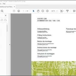 CLAAS COMBINE AVERO 240 DOMINATOR 150  140  130 Additional fuel filter CATERPILLAR C-6.6 Fitting Instructions Manual_DE_EN_FR_RU_IT_ES