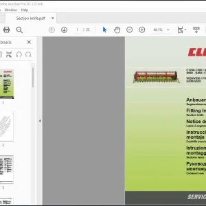 CLAAS COMBINE C1200-C390  V1050-V540  S900 - S450  F1200F1050 V535V530  F540F535  G540G535 G530G525 Section knife Fitting Instructions Manual_DE_EN_FR_RU_IT_ES