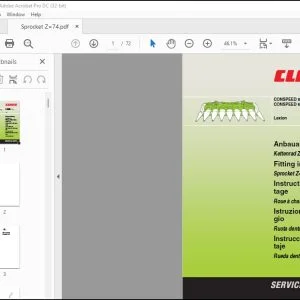 CLAAS COMBINE CONSPEED 8 Typ 907 CONSPEED 6 Typ 908  919 Sprocket Z=74 Fitting instructions Manual_DE_EN_FR_RU_IT_ES -  PDF