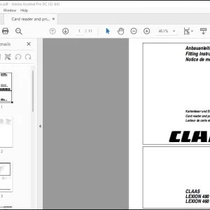 CLAAS Combine 480 460 - 405 Card reader and printer Fitting Instructions Manual_DE_EN_FR - PDF DOWNLOAD