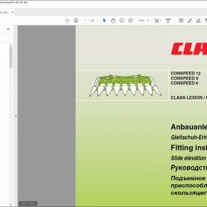CLAAS Combine CONSPEED 12 8 6 CLAAS LEXION  MEDION  MEGA Slide elevation Fitting instructions Manual_DE_EN_FR_RU - PDF DOWNLOAD