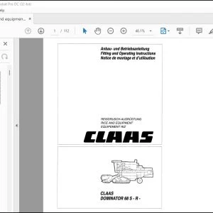 CLAAS Combine DOMINATOR 68 5 -R -RICE AND EQUIPMENT Fitting and Operating instructions Manual_DE_EN_FR - PDF DOWNLOAD