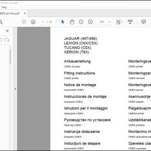 CLAAS Combine JAGUAR (497/496) LEXION (C6X/C5X) TUCANO (C0X) XERION (78X) CEBIS printer Fitting instructions Manual_DE_FR_GB_ES_IT_RU -