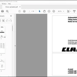 CLAAS Combine LEXION 480 460 - 405 CLAAS-Straw spreader Fitting Instructions Manual_DE_EN_FR  -PDF DOWNLOAD