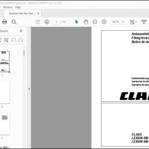 CLAAS Combine LEXION 480 460 – 405 Suction fan for the rotary radiator screen Fitting instructions Manual_DE_FR_EN - PDF DOWNLOAD