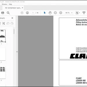CLAAS Combine LEXION 480 LEXION 460 - 405 CLAAS-Air compressor system Fitting Instructions Manual_FR_EN_DE - PDF DOWNLOAD