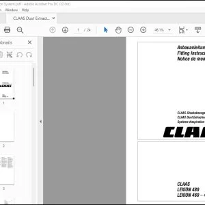 CLAAS Combine LEXION 480 LEXION 460 - 440 CLAAS Dust Extraction System Fitting Instructions Manual_FR_EN_DE - PDF DOWNLOAD