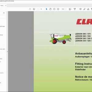 CLAAS Combine LEXION 580  570 560  550 540  540 C 530  520  510 Exterior rear-view mirrors  Sidefinder Fitting instructions Manual_DE_FR_GB - PDF DOWNLOAD