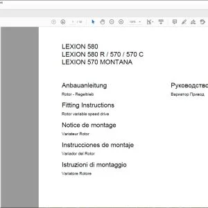 CLAAS Combine LEXION 580 580 R / 570 / 570 C  570 MONTANA Rotor variable speed drive Fitting Instructions Manual_FR_GB_DE_IT_ES -  PDF DOWNLOAD